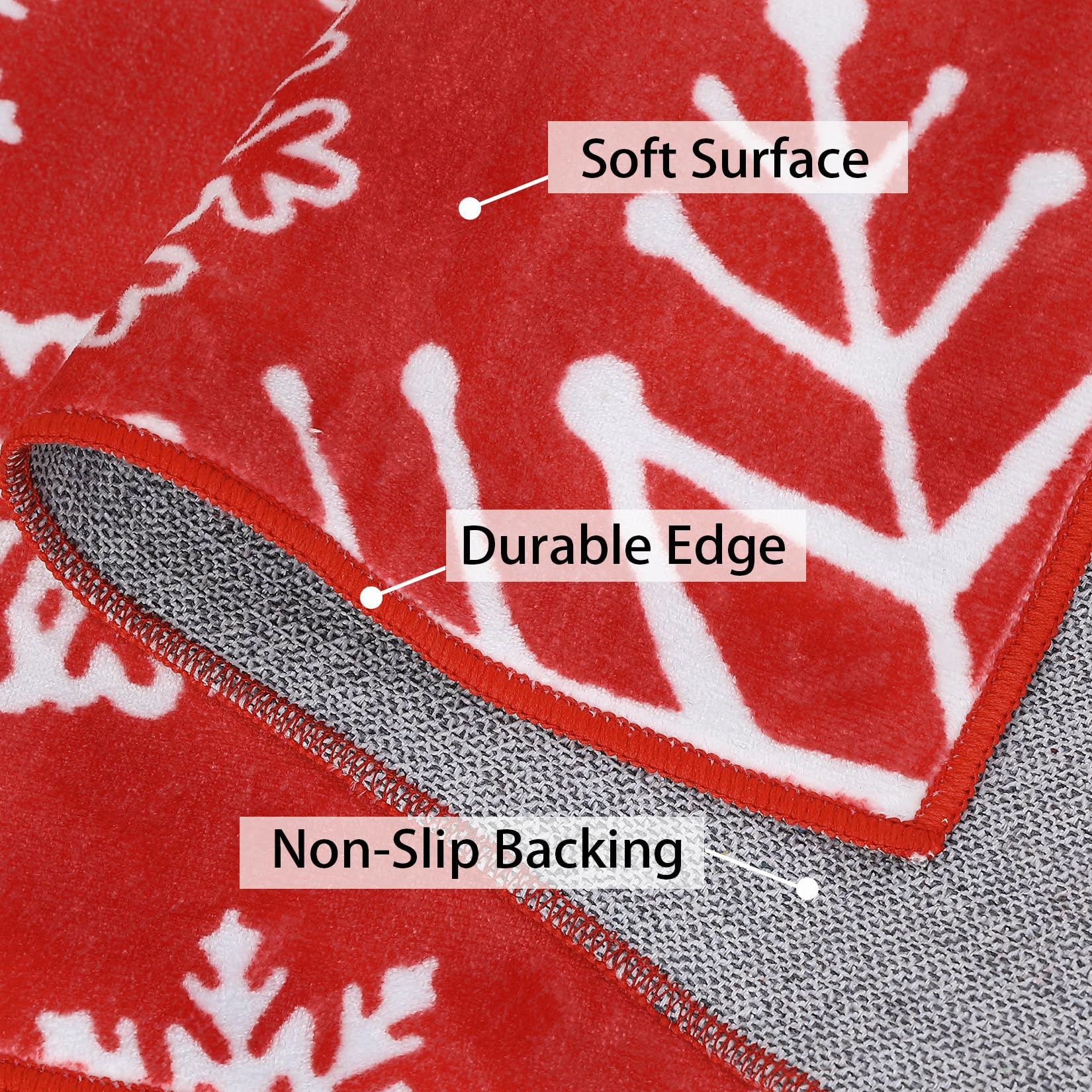 Garvee Christmas Runner Rug 2x6 Hallway Runner Rug Red Snowflakes Xmas Runner Washable Kitchen Rug Non Slip Bath Mat Holiday Decor Modern Soft Stain Resistant Carpet for Bedroom Laundry 2'x6' Red