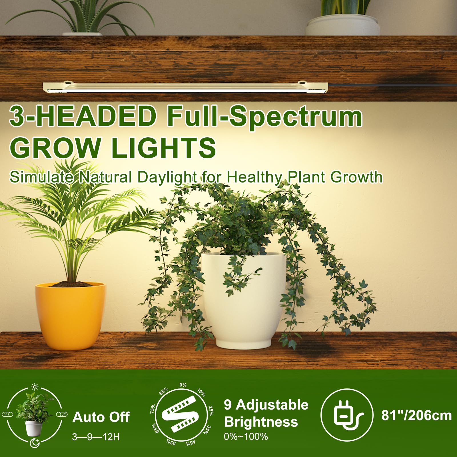 Garvee 7-Tier Tall Plant Shelf with Grow Light - Indoor Metal Plant Stand with Hanging Hooks, Multi-Purpose Bonsai & Flower Pot Organizer for Balcony & Living Room, Brown