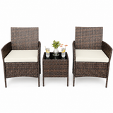 Garvee Patio Porch Furniture Sets 3 Pieces PE Rattan Wicker Chairs with Table Outdoor Garden Furniture Sets - Brown /  Beige