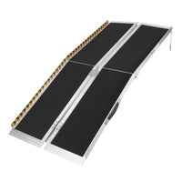 Garvee 5Ft Portable Wheelchair Ramp Aluminum Foldable Non-Slip Surface Reflective Strips Transition Plate Home Steps Access