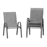 Garvee Stackable Patio Dining Chairs Set of 4, High-Back Textilene Outdoor Chairs with All Black Powder-Coated Steel Frame, All-Weather Deck Garden Seating, Gray - Gray