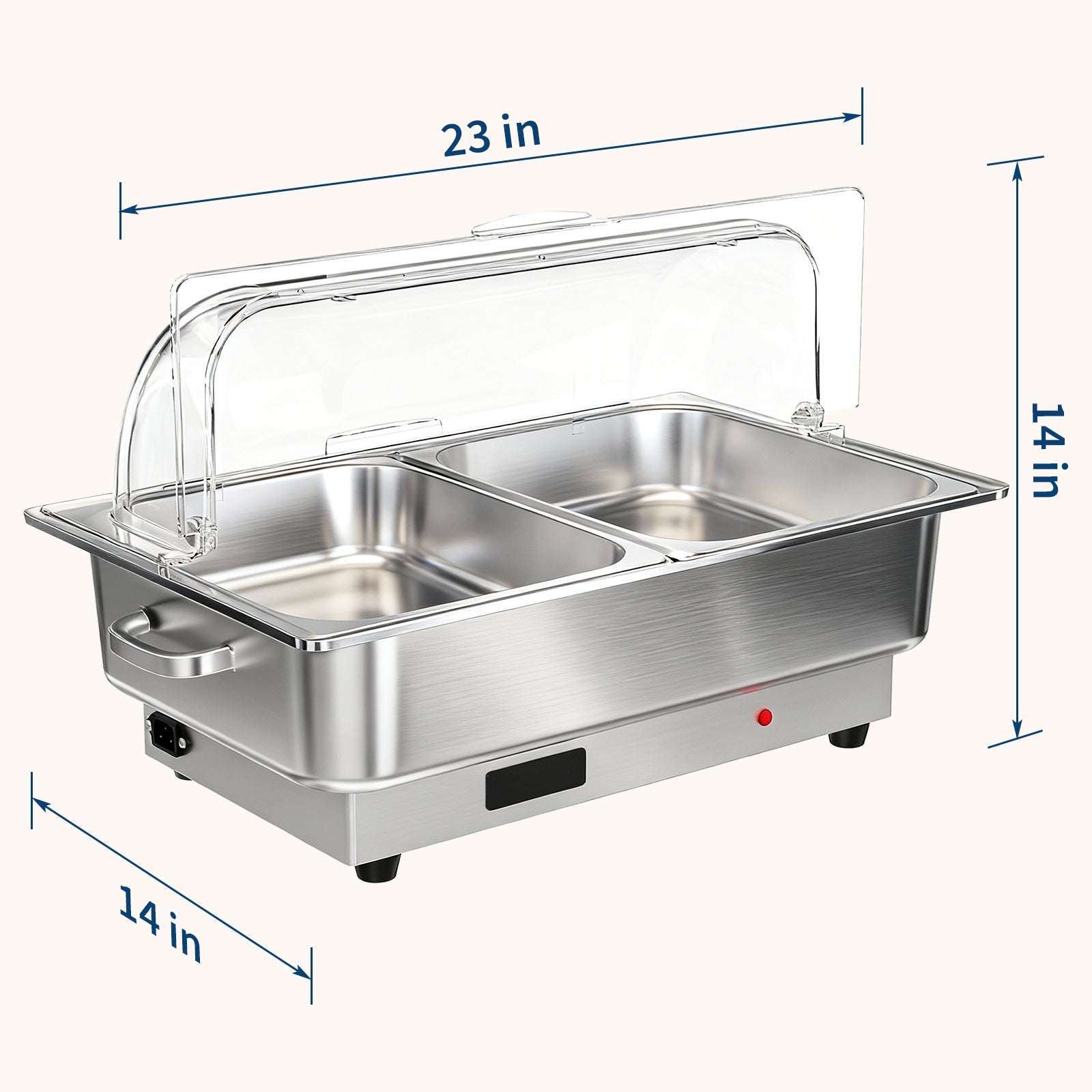 Garvee Electric Chafing Dish Set – 2 x 9.5QT Stainless Steel Buffet Servers – Roll Top Transparent Lids – Adjustable Temperature Control – Ideal for Catering, Parties, Home