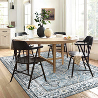 Garvee Boho Blue 6x9 Washable Rug, Oriental Vintage Non Slip Soft Faux Wool Stain Resistant Carpet for Living Room, Bedroom, Office