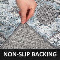 Garvee Boho Blue 6x9 Washable Rug, Oriental Vintage Non Slip Soft Faux Wool Stain Resistant Carpet for Living Room, Bedroom, Office