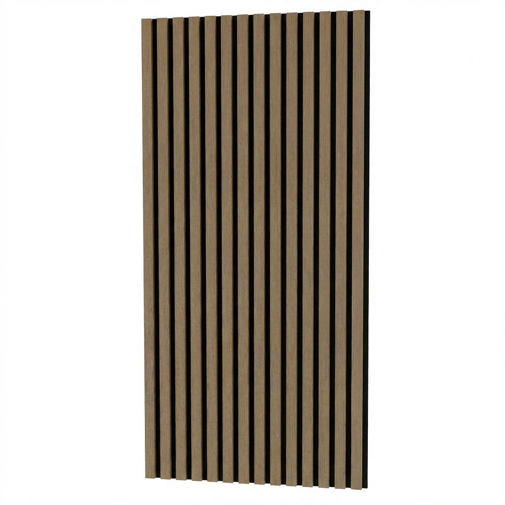Garvee Set of 4 Modern 3D Fluted Acoustic Wood Slat Wall Panels 47.2" x 23.6" Soundproof Decorative Panels for Home Theater, Office, Studio and Interior Walls, Walnut