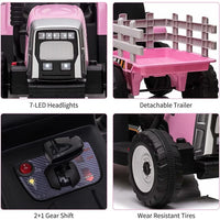 Garvee Ride - P Series: 12V Electric Tractor & Trailer for Kids, 3-6 Yrs - With RC - Pink / 35W