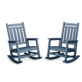 Garvee Navy Blue Set of 2 HDPE Outdoor Rocking Chairs , All-Weather Porch Rockers for Adults, 350 lbs Capacity, High Back & Wide Armrests - Navy Blue