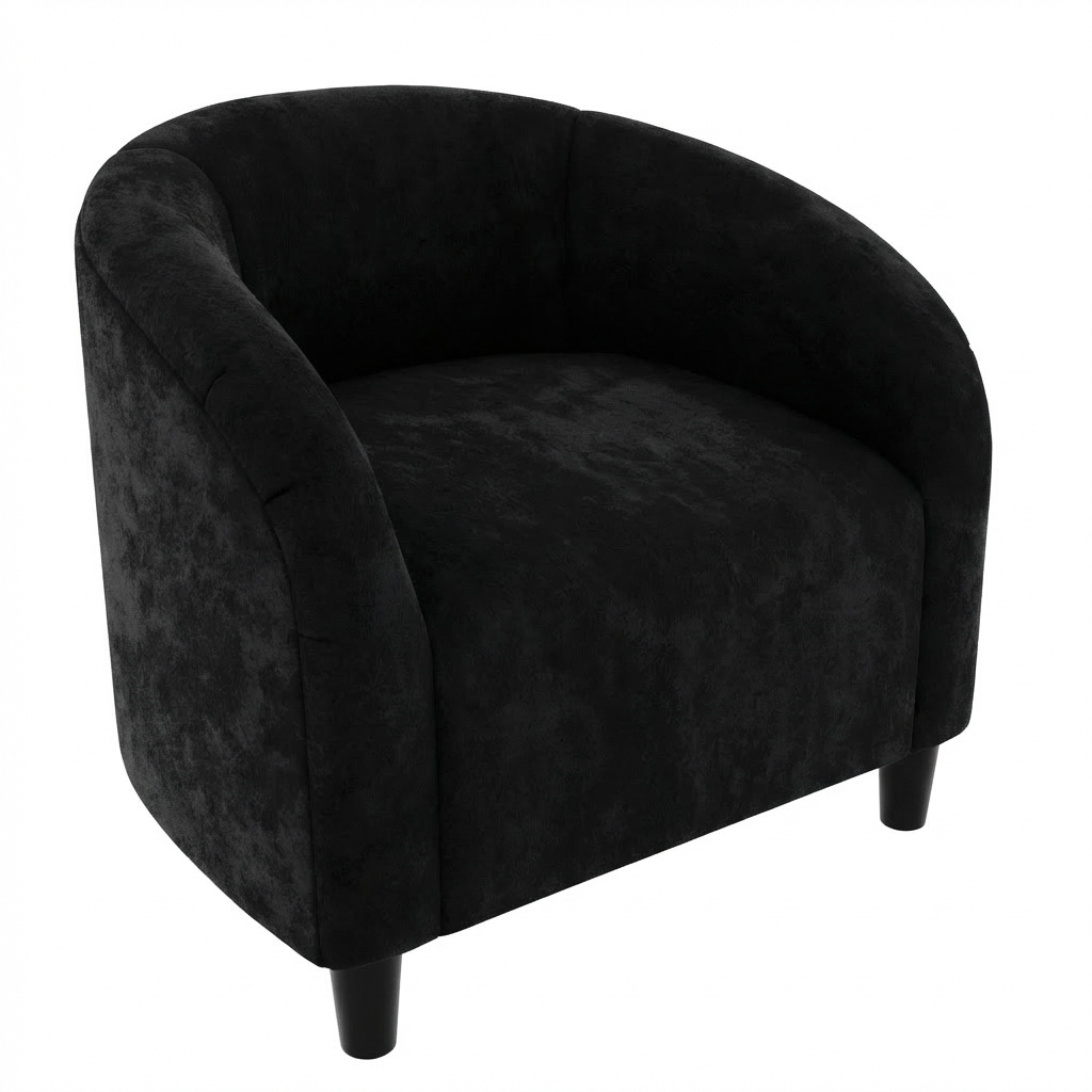 Garvee Accent Chair Club Chair Cozy Armrest Upholstered Velvet Barrel Chair with Solid Legs for Living Room Bedroom Study Waiting Room, Black
