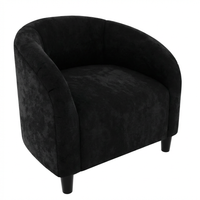 Garvee Accent Chair Club Chair Cozy Armrest Upholstered Velvet Barrel Chair with Solid Legs for Living Room Bedroom Study Waiting Room, Black