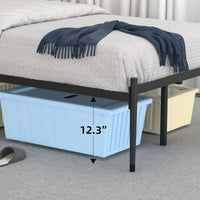 Garvee Twin Size Metal Platform Bed Frame with Upholstered Headboard, Bed Frame Mattress Foundation with Slat Support and 12.3" Storage Height No Box Spring Needed for Girl Boy Adults Black