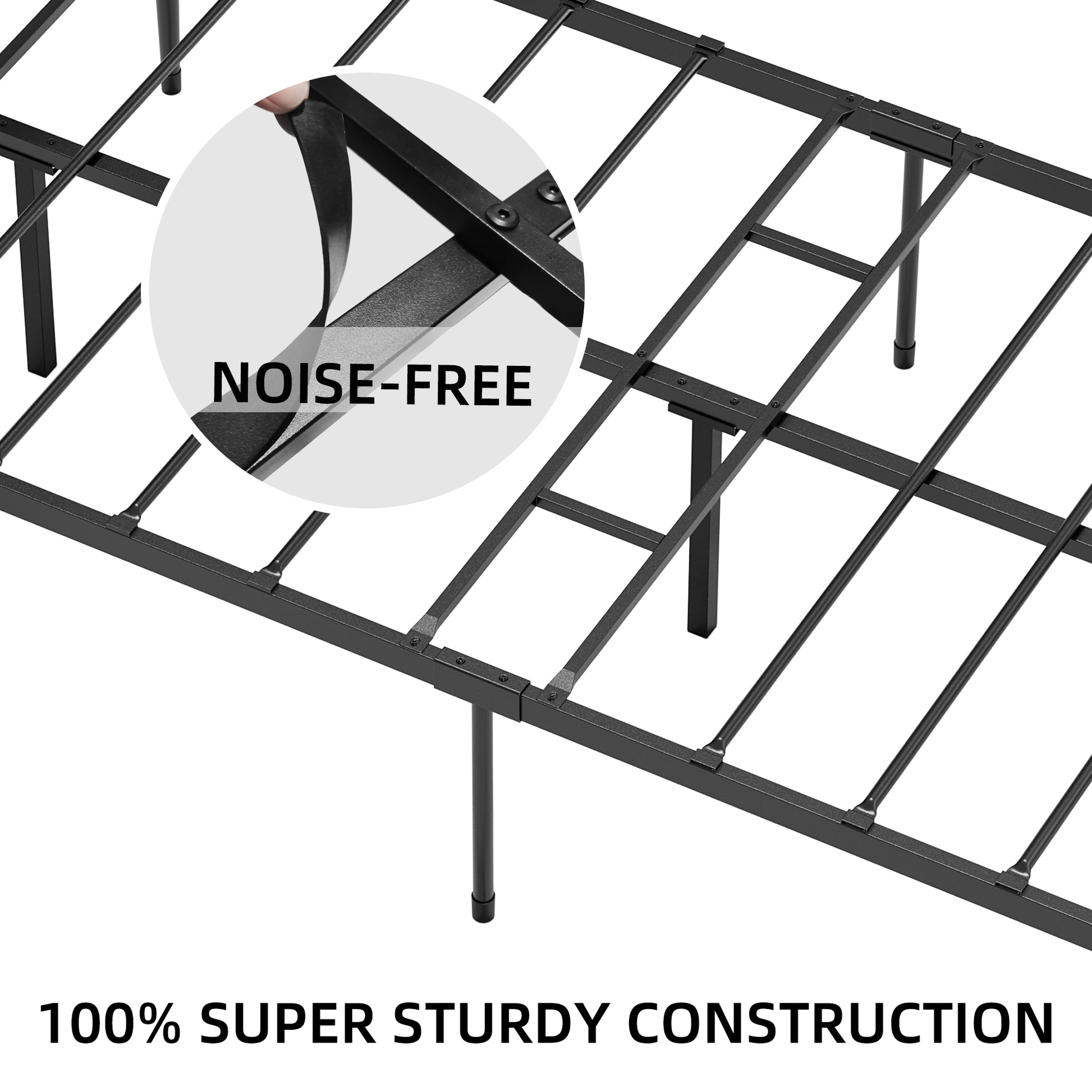 Garvee Twin Size Metal Platform Bed Frame with Upholstered Headboard, Bed Frame Mattress Foundation with Slat Support and 12.3" Storage Height No Box Spring Needed for Girl Boy Adults Black