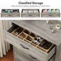Garvee 5 Drawers Dresser for Bedroom, Chest of Drawers with Wide Metal Handle, Farmhouse Modern Wooden Dresser Storage Organizer for Bedroom, Living Room, Kids Room(Grey)
