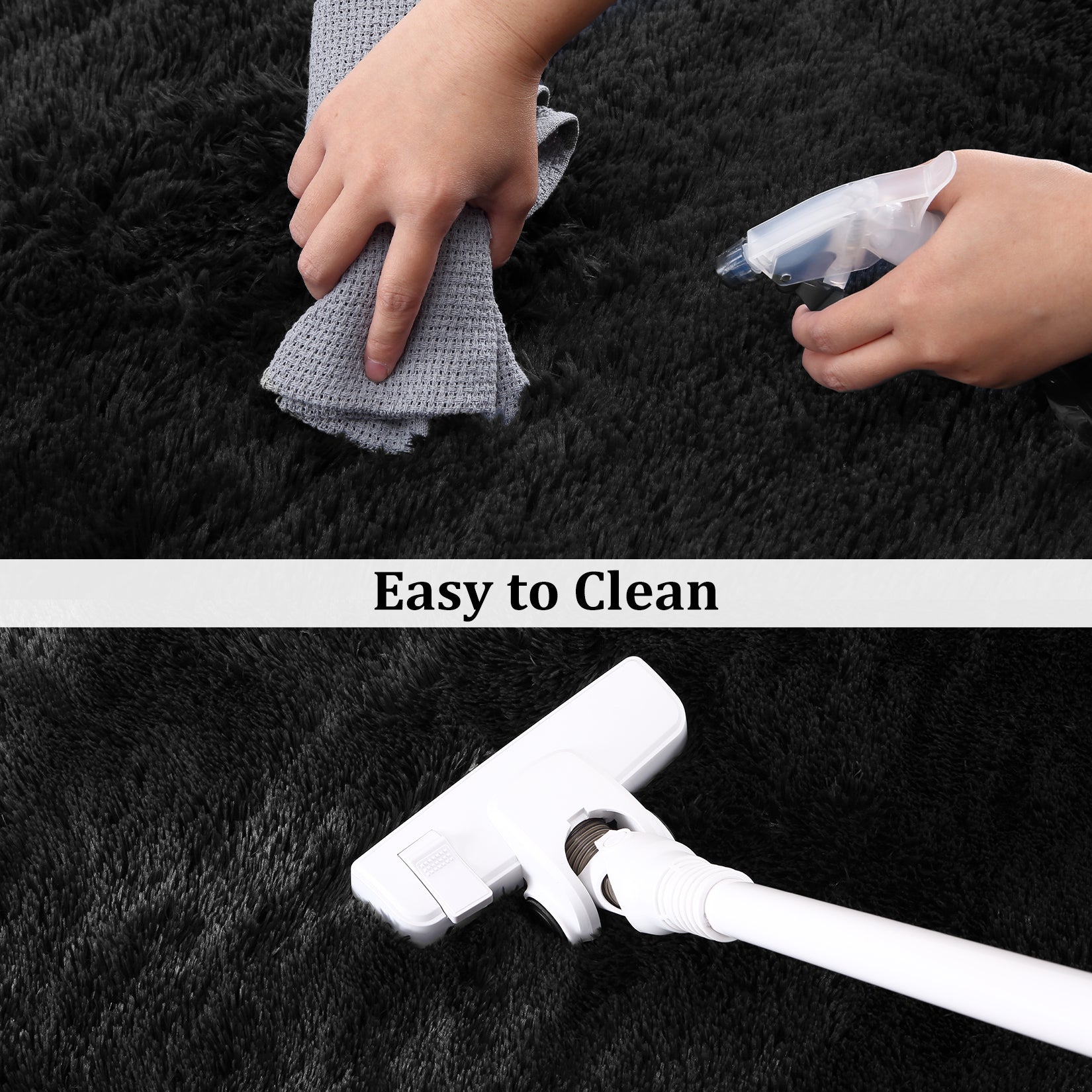 Garvee Fluffy & Sheepskin Pure Black 2.6'-Round Area Rug for Living Room Black Plush Shag Rugs for Bedroom Nursery Room Soft Shaggy Rug Anti-Slip Kids Playroom Fuzzy Rugs for Dining Room Decor Floor Carpet