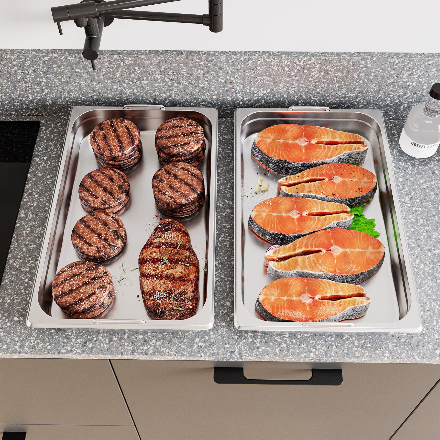 Garvee 6 Pack Steam Table Pan,21"*13"*4" With Lid,NSF Certified,Catering Food Pan Commercial Stainless Steel