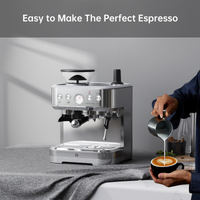 Garvee All-in-One Espresso Machine with Milk Frother, Cappuccino Latte Coffee Maker for Home Barista, Built-In Bean Grinder,85oz Removable Water Tank,Gifts for Dad,Mom,Coffee Lover