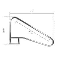 Garvee 54"x36" Stainless Steel Swimming Pool Stair Rail - 250 lbs Load Capacity, Rustproof Handrail with Blue Grip Cover for Inground Pools