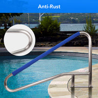 Garvee 54"x36" Stainless Steel Swimming Pool Stair Rail - 250 lbs Load Capacity, Rustproof Handrail with Blue Grip Cover for Inground Pools