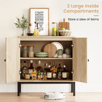 Garvee Rattan Buffet Cabinet with Storage, Farmhouse Sideboard Cabinet with Doors and Adjustable Shelves, Modern Wood Cupboard for Kitchen, Living Room and Dining Room
