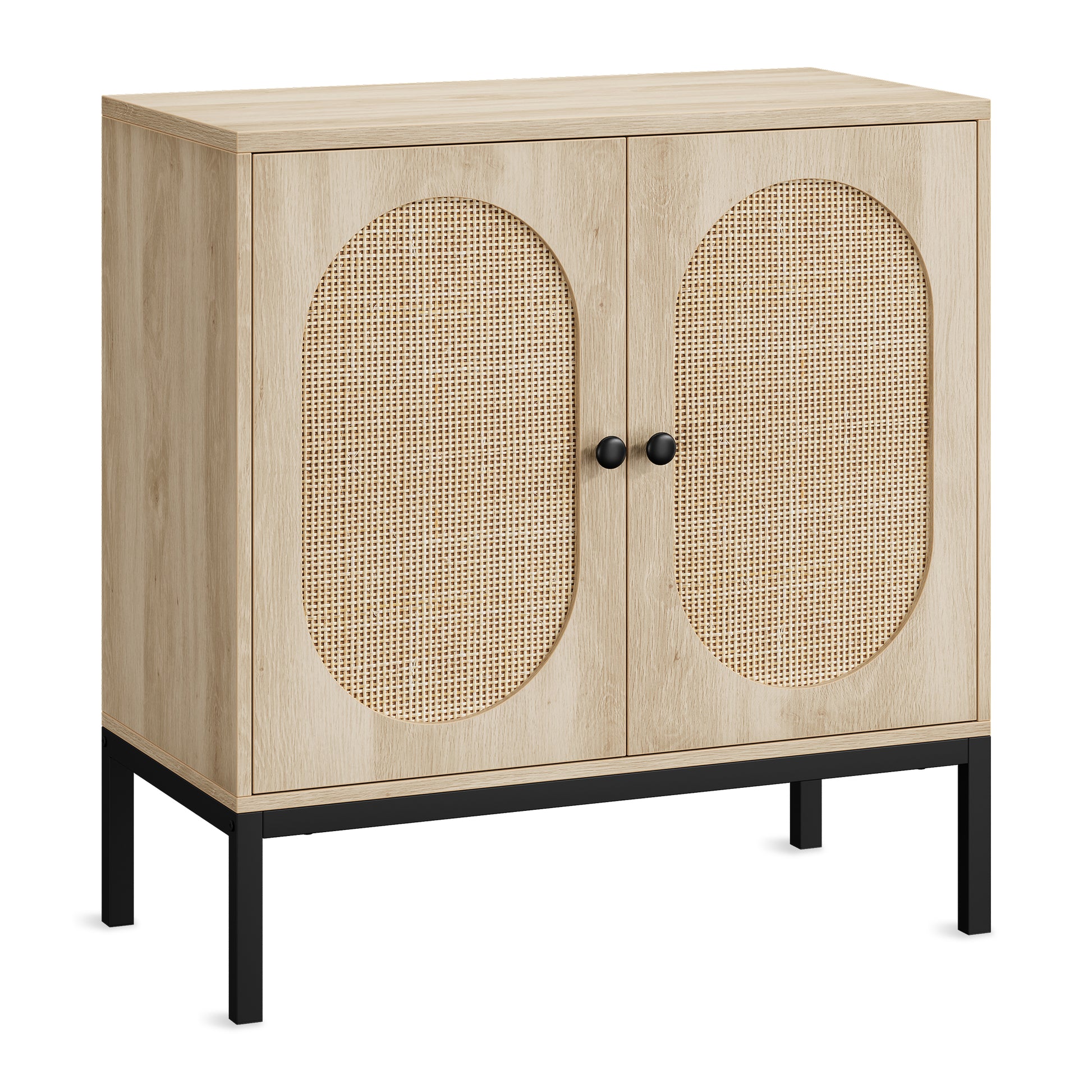 Garvee Rattan Buffet Cabinet with Storage, Farmhouse Sideboard Cabinet with Doors and Adjustable Shelves, Modern Wood Cupboard for Kitchen, Living Room and Dining Room