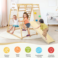 Garvee Jungle Gym for Toddlers - 8 in 1 Wooden Gym Playset with Swing, Monkey Bar, Rings, Climbing Structure for Indoor Climbing and Sliding Fun