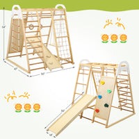 Garvee Jungle Gym for Toddlers - 8 in 1 Wooden Gym Playset with Swing, Monkey Bar, Rings, Climbing Structure for Indoor Climbing and Sliding Fun