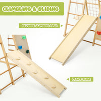 Garvee Jungle Gym for Toddlers - 8 in 1 Wooden Gym Playset with Swing, Monkey Bar, Rings, Climbing Structure for Indoor Climbing and Sliding Fun
