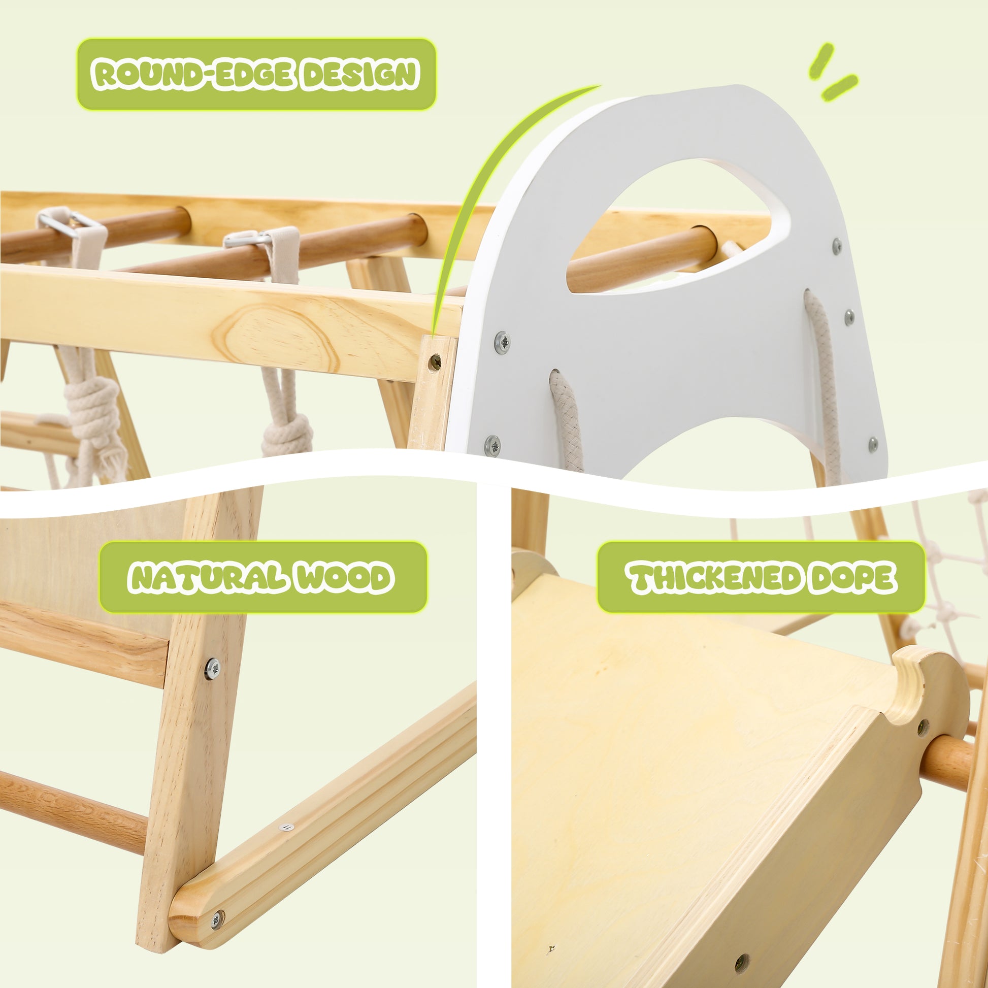Garvee Jungle Gym for Toddlers - 8 in 1 Wooden Gym Playset with Swing, Monkey Bar, Rings, Climbing Structure for Indoor Climbing and Sliding Fun