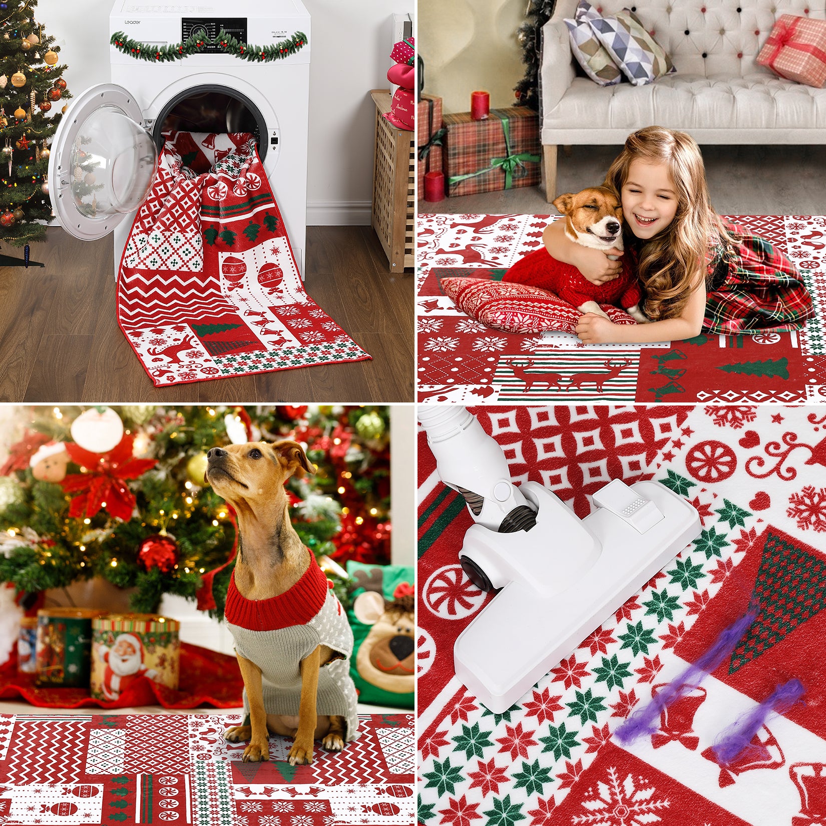 Garvee Christmas Runner Rug 2x8 Non-Slip Washable Soft Reindeer Snowflake Holiday Decor for Hallways Kitchen Entryway