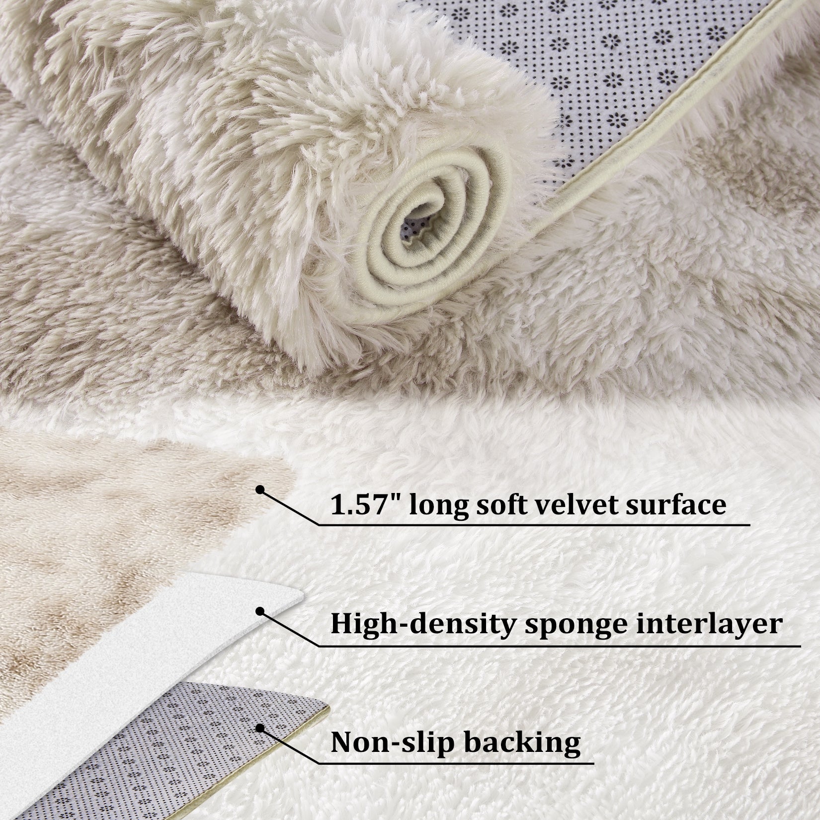 Garvee Fluffy & Sheepskin Light Coffee 2x8 Faux Fur Rug, Non-Shedding Anti-Slip Plush for Kids Playroom Classroom Dining