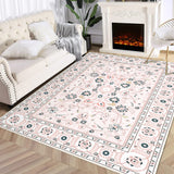 Garvee 8x10 Living Room Area Rug Vintage Indoor Large Carpet Area Rug Boho Distressed Area Rug Washable Area Rug Floor Cover for Living Room Bedroom Kitchen Home Office - Pink