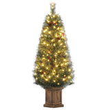 Garvee 4.5ft Pre-Lit Christmas Tree with 108 LED Lights & 8 Lighting Modes, Artificial Christmas Tree with Vintage Potted, Easy Assembly, Fake Xmas Tree for Home Office Party Decor - Vintage Potted-Flowering Pine-1 Pack
