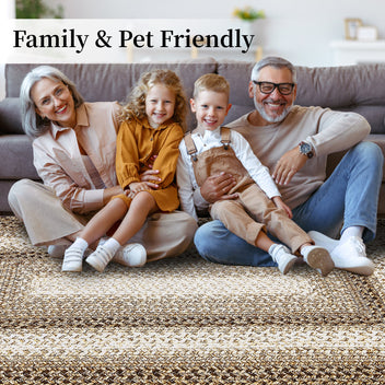 Garvee Bordered Taupe 2x3 Braided Rug, Entryway Rugs Indoor Rustic Area Rug Washable Rug Modern Geometric Area Rug Non-Slip Boho Rug for Living Room Bedroom Kitchen