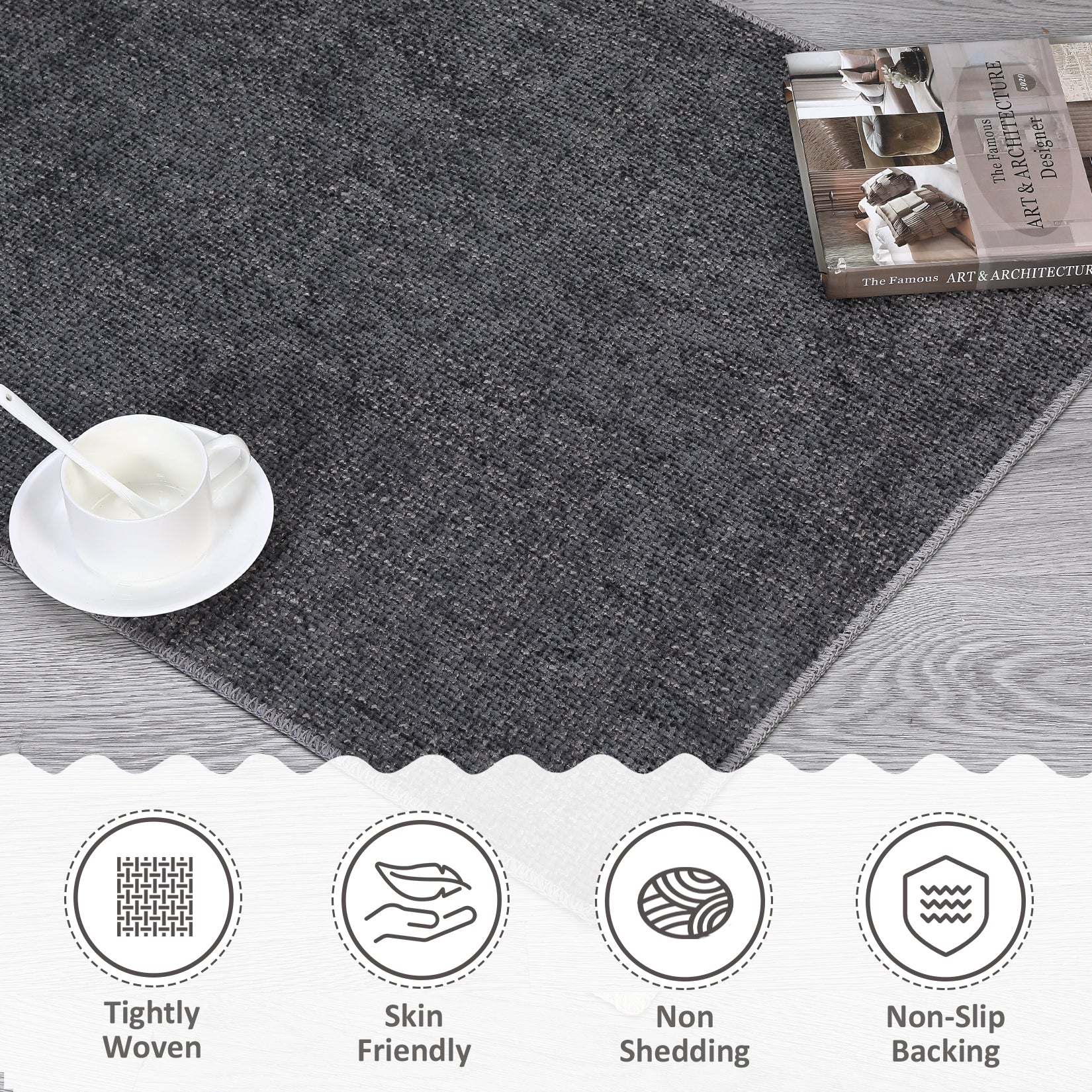 Garvee Area Rug 5x7 Modern Solid Textured Machine Washable Rug Contemporary Carpet Rug Foldable Stain Resistant Non-Slip Accent Rug for Living Room Farmhouse Dining Table Decor