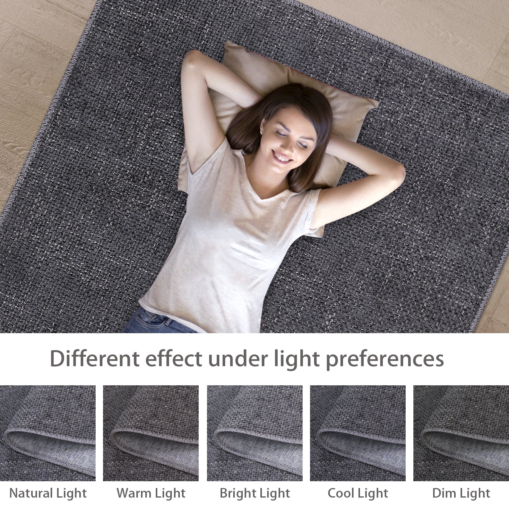 Garvee Area Rug 5x7 Modern Solid Textured Machine Washable Rug Contemporary Carpet Rug Foldable Stain Resistant Non-Slip Accent Rug for Living Room Farmhouse Dining Table Decor