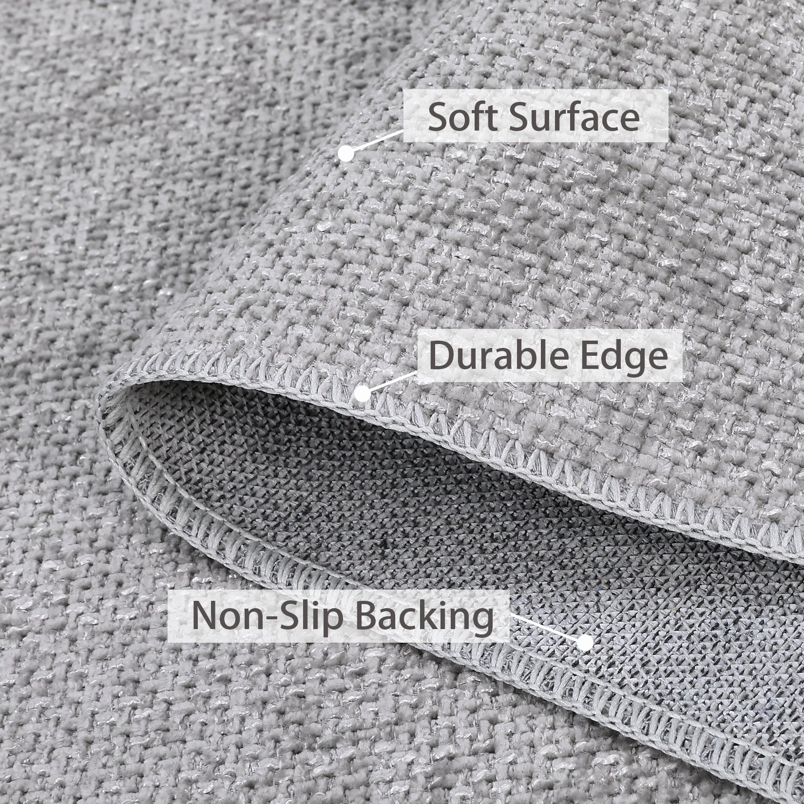 Garvee Area Rug 2x6 Modern Runner Rug Indoor Chenille Washable Rug Entryway Runners Boho Vintage Hallway Runner Rug Non-Slip Foldable Long Rug Bedside Laundry Kitchen Thin Rug Runners Light Grey