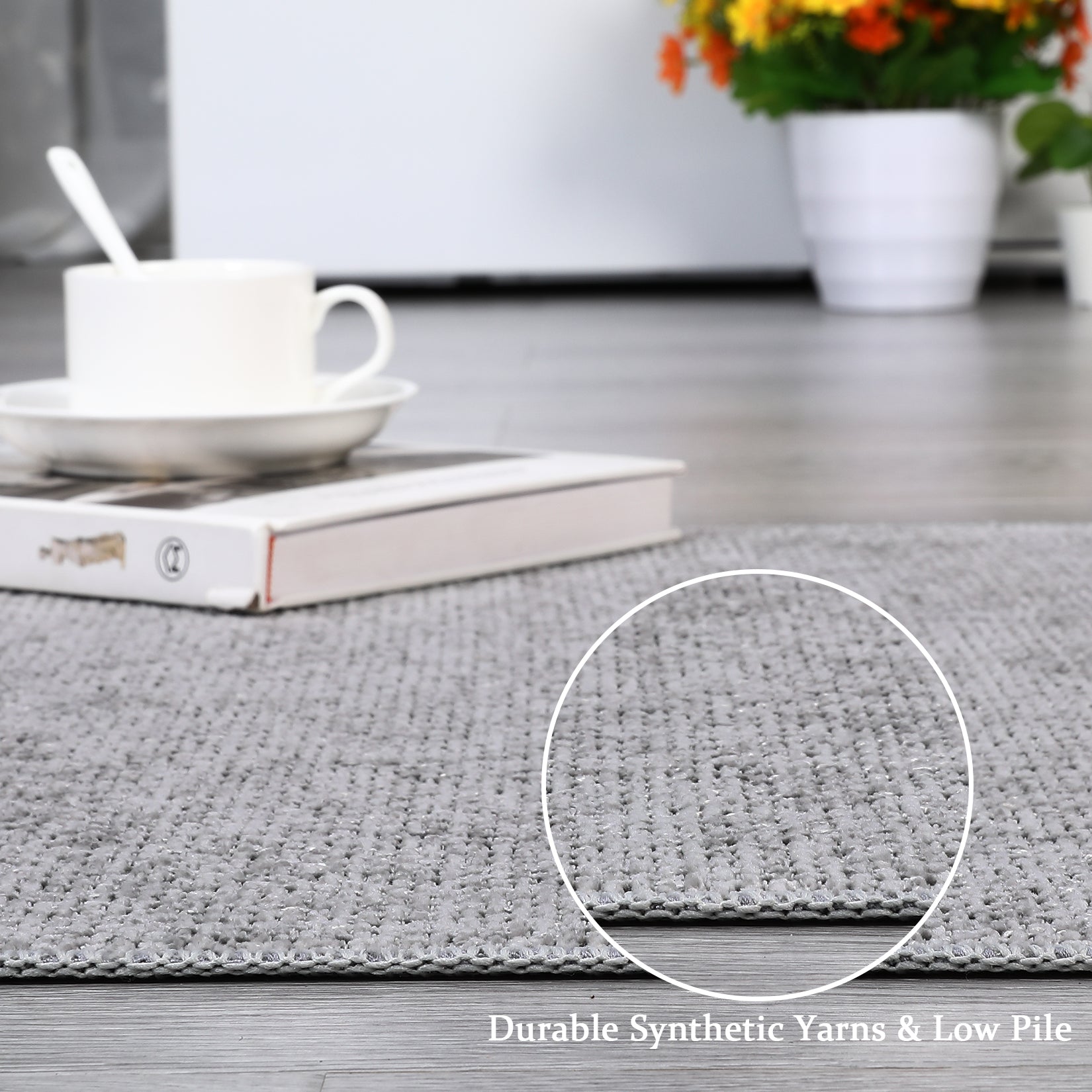 Garvee Area Rug 2x6 Modern Runner Rug Indoor Chenille Washable Rug Entryway Runners Boho Vintage Hallway Runner Rug Non-Slip Foldable Long Rug Bedside Laundry Kitchen Thin Rug Runners Light Grey