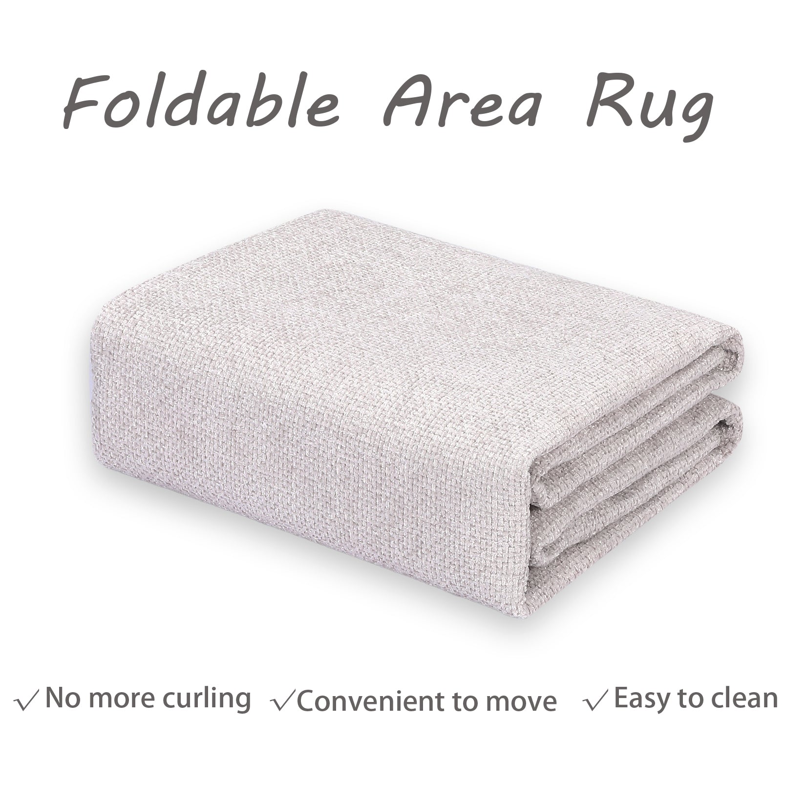 Garvee Cream White Area Rug 3x5 Solid Entryway Mat Washable Rug Indoor Low Pile Area Rug Casual Contemporary Solid Easy-Cleaning Bedroom Kitchen Living Room Rug Non-Slip Foldable Accent Rug