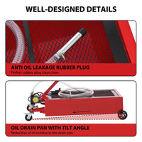 Garvee 20 Gal Electric Oil Drain Pan with 12V Pump & 7.5 Ft Hose, Low Profile & T Folding Handle Oil Drain Cart for Truck Cars SUVs
