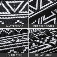 Garvee Outdoor Black & White 8x10 Rug, Carpet Waterproof Reversible Patio Rug Boho Print Camping Rug Plastic Straw Rug Geometric Rv Mat for Camping Picnic Backyard Deck Balcony Porch Beach