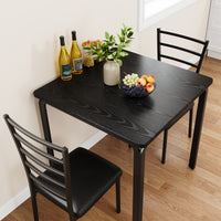 Garvee Small Square Dining Table Set for 2, Space Saving Wood Dinette with Upholstered Seats, Ideal for Kitchen, Dining Room, Home Office, Black