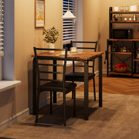 Garvee Small Square Dining Table Set for 2, Space Saving Wood Dinette with Upholstered Seats, Ideal for Kitchen, Dining Room, Home Office, Brown