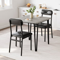Garvee Dining Table Set for 2, Space-Saving Wood Modern Dinette, Upholstered Seats, Metal Frames, Ideal for Small Spaces, Home Office, Breakfast Nook, Grey