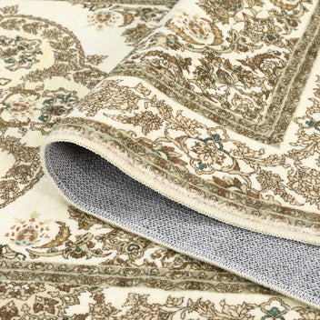 Garvee Washable Runner Rugs 2x6 Non Slip Vintage Floral Runners for Hallways, Low Pile Stain Resistant Oriental Medallion Kitchen Mats for Floor, Foldable Bathroom Rugs for Bedroom, Entryway, Yellow