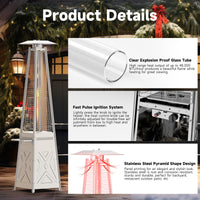 Garvee Outdoor Gas Patio Heater, 2-in-1 Patio Propane Heater with Removable Table Patio Propane Cover, Heater, Wheels, Ground Pegs