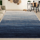Garvee Modern Blue Geometric Area Rug 9x12 - Low Pile, Non-Slip - Durable Polypropylene, Jute Backing - Living Room, Bedroom, Dining Room - Blue