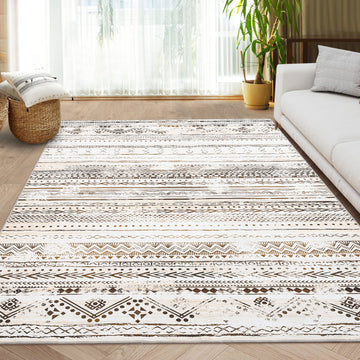 Garvee Washable Large Soft Neutral Boho Moroccan Bohemian Farmhouse Rug Indoor Floor Carpet for Bedroom Under Dining Table Home Office Decor