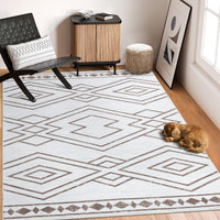 Garvee Rugs Alfombras Geometric Moroccan 8x10 Rug for Living Room Large Rug Modern Boho Area Rug for Bedroom Farmhouse Soft Rug Non-Slip Low Pile Indoor Area Rug for Nursery Dining Room