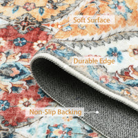 Garvee Area Rug 2x3 Non-Slip Washable Faux Wool Soft Low-Pile Floral Pattern Stain-Resistant Entryway, Kitchen, Living Room