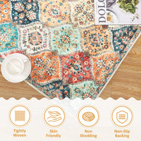 Garvee Machine Washable Rug 4x6 | Non-Slip, Ultra-Thin | Faux Wool, Vintage Trellis | Living Room, Bedroom, Dining Room