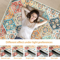Garvee Area Rug 2x3 Non-Slip Washable Faux Wool Soft Low-Pile Floral Pattern Stain-Resistant Entryway, Kitchen, Living Room